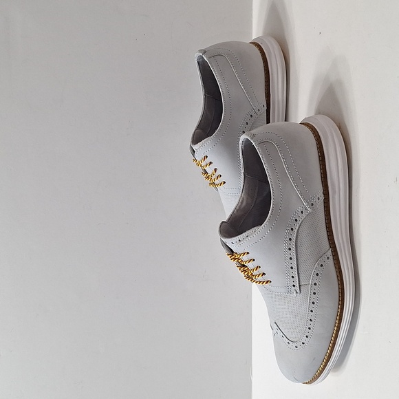 Cole Haan Men's Gray Lace Up Business Preppy Grand Wingtip Oxford Shoes Size 9M - Picture 4 of 12